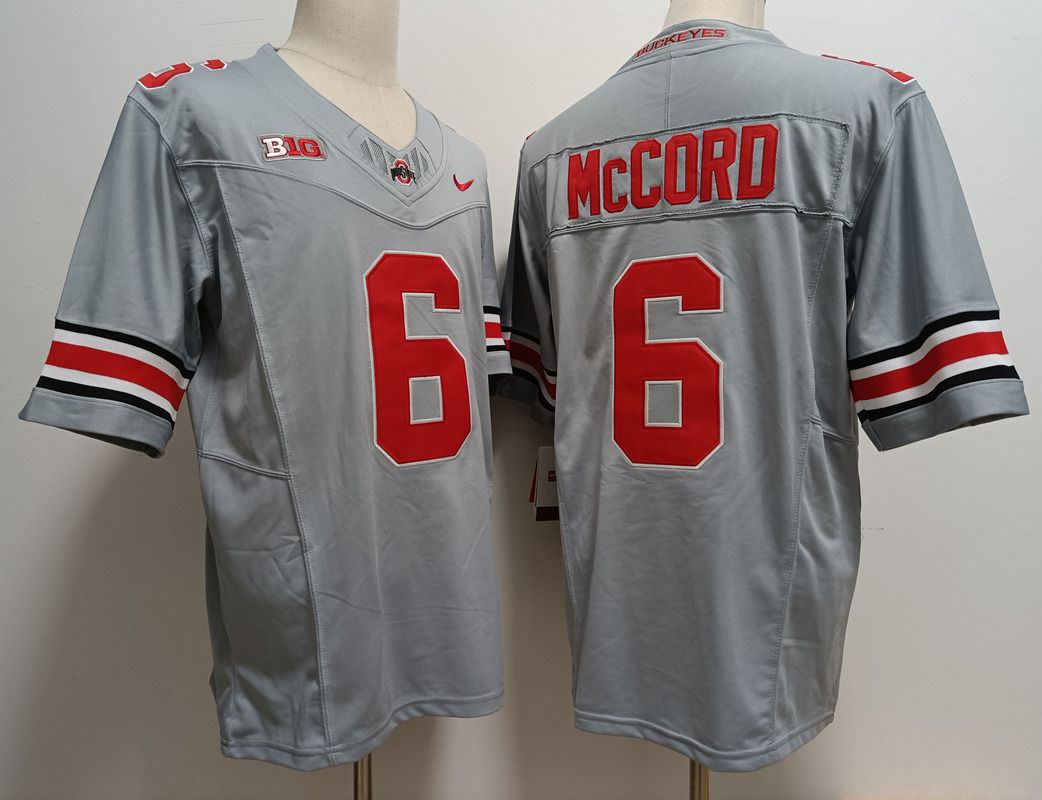 Men Ohio State Buckeyes #6 Mccord Grey Nike 2025 NCAA Jersey->ncaa teams->NCAA Jersey